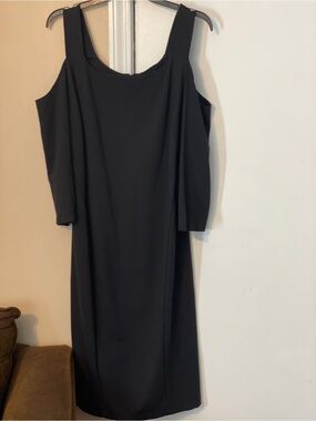 Lane Bryant Black Cold-Shoulder Midi Dress
